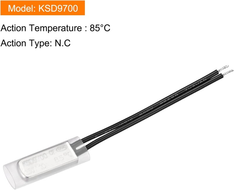 Rebower KSD9700 NC 85C Temperature Control Switch Thermostat Thermal Protector Switch - Normally Close/250V 10A/Metal/2Pcs - Image 1